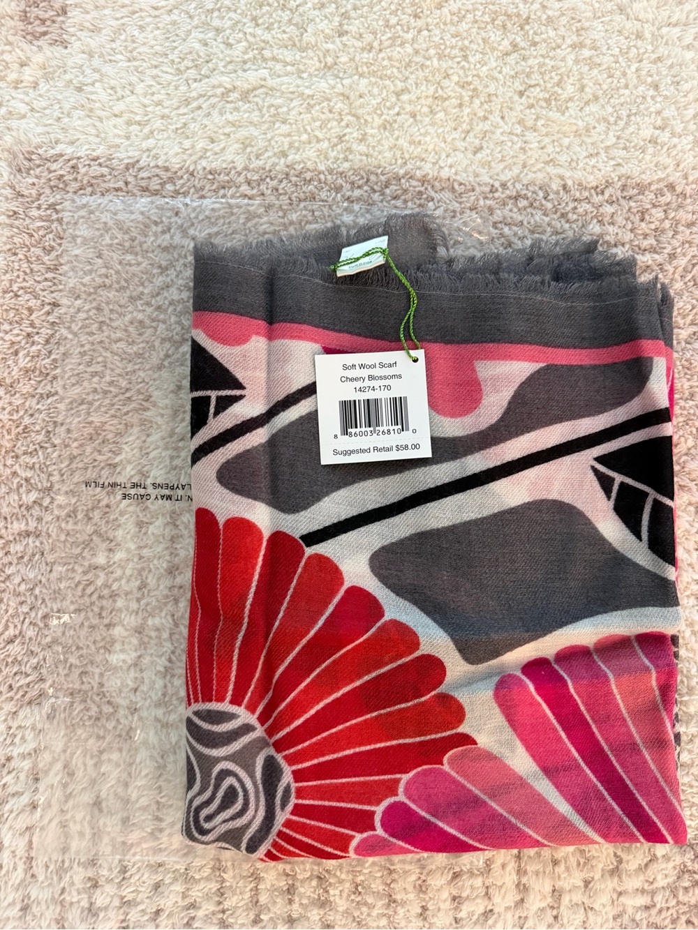 NWT Vera Bradley Soft Wool Scarf Cheery Blossoms Retired $58